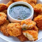 Air fryer chicken schnitzel bites with honey mustard sauce