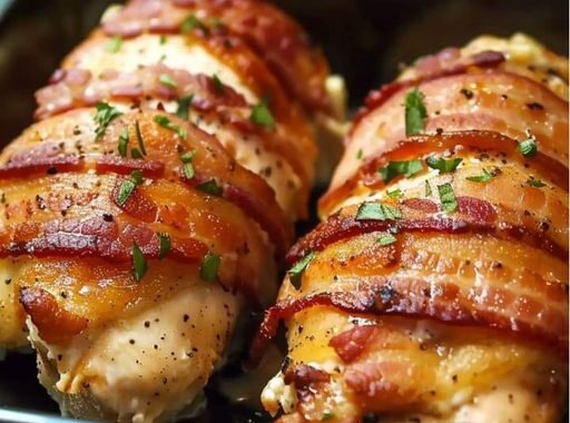 Bacon Wrapped Cream Cheese Stuffed Chicken Breast