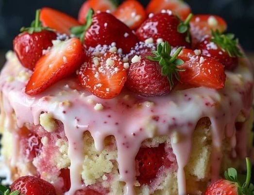 Strawberry Earthquake Cake