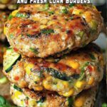 Chicken, Zucchini, and Fresh Corn Burgers with Tomato-Cucumber Relish