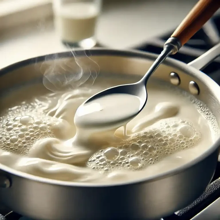 Add the heavy cream and bring it to a simmer, stirring occasionally.