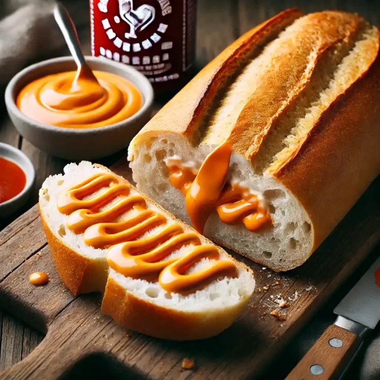 Assemble the baguetteSlice the baguettes open lengthwise and spread sriracha mayo generously on both sides