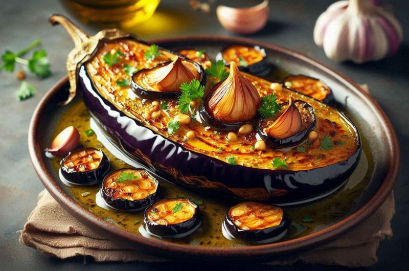 Baked Eggplant with Garlic and Olive Oil