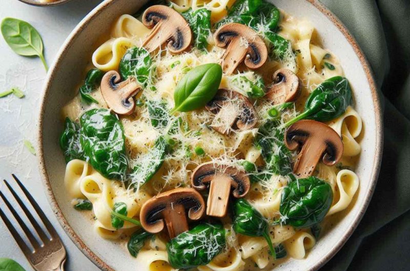 Creamy Spinach & Mushroom Pasta – Rich & Savory