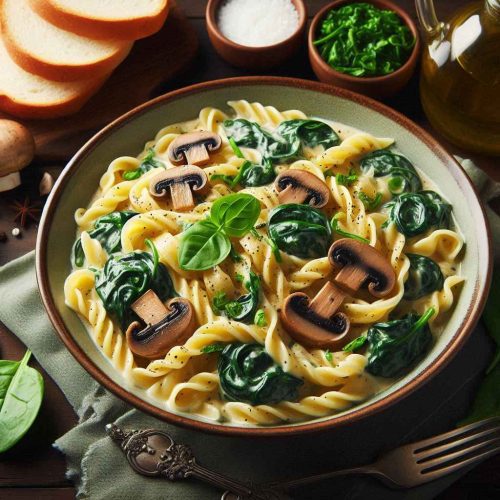 Creamy Spinach and Mushroom Pasta Recipe