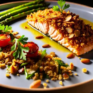 Crispy Almond-Crusted Salmon with a Garlic Herb Drizzle