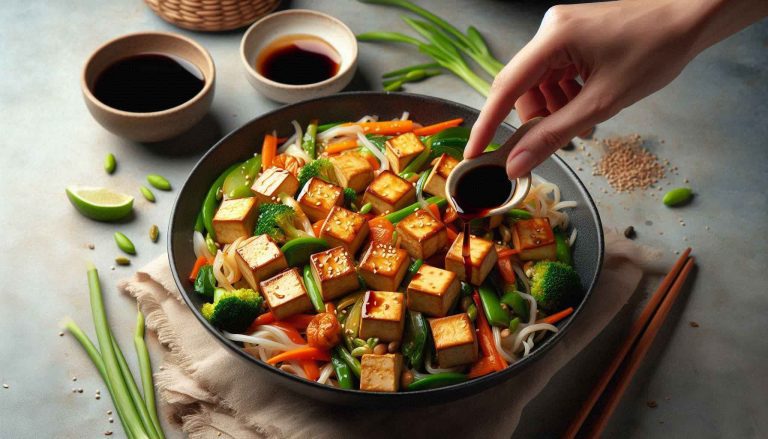 Crispy Sesame Crusted Tofu with Stir-Fried Vegetables