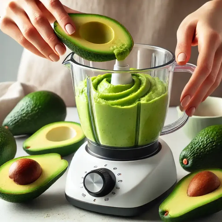 Cut and pit the avocados, then scoop the flesh into a blender or food processor.