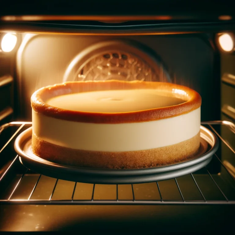 Bake the cheesecake: Pour the filling over the crust and bake for 40-45 minutes until the center is slightly set but still jiggles. Turn off the oven and let the cheesecake cool inside with the door slightly open.