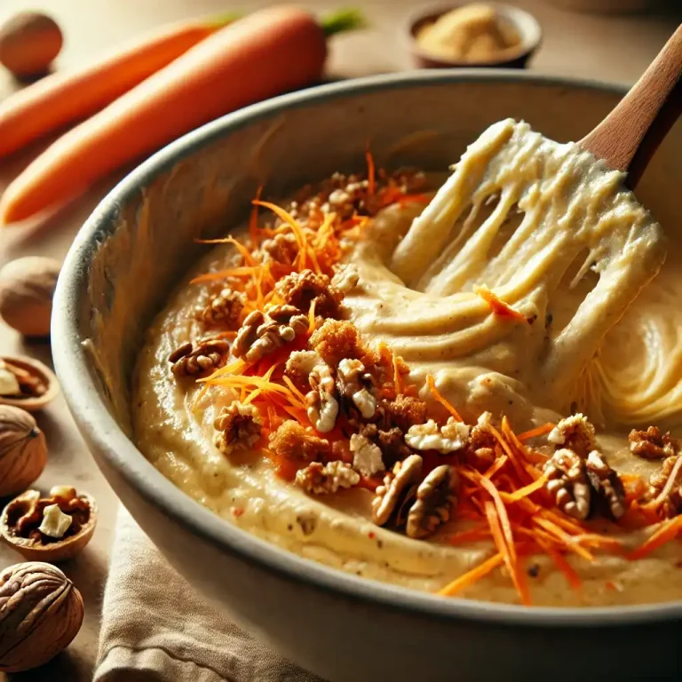 Combine ingredients: Gradually add the dry ingredients into the wet ingredients, mixing until just combined. Fold in the grated carrots and chopped walnuts.