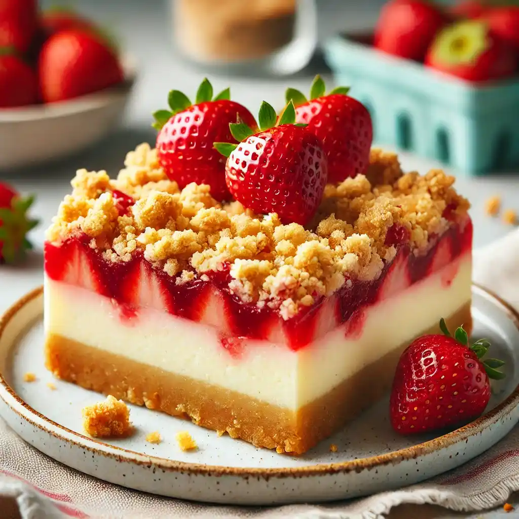 Strawberry Crumble Cheesecake Bars: The Perfect Sweet & Crunchy Combo