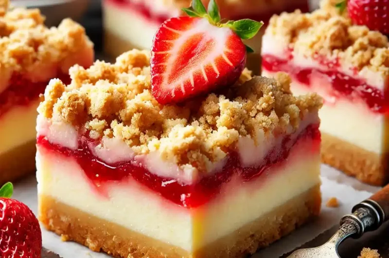 Strawberry Crumble Cheesecake Bars: The Perfect Sweet & Crunchy Combo