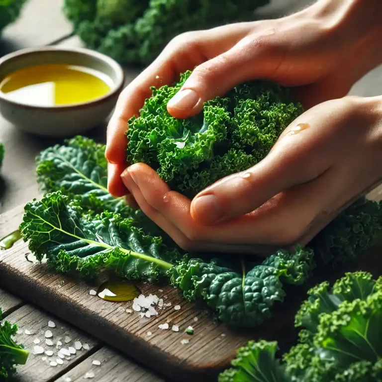 Prepare the kale: While the pumpkin roasts, massage the kale with a little olive oil and a pinch of salt to soften it.