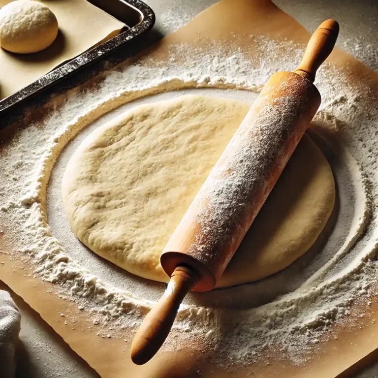 Roll out the pizza dough on a floured surface to your desired thickness. Transfer to a parchment-lined baking sheet.