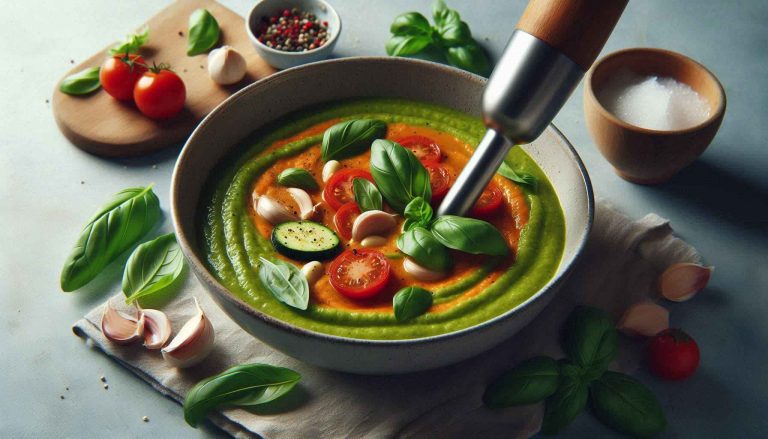 Stir in the fresh basil, then blend the soup until smooth using an immersion blender (or a regular blender).