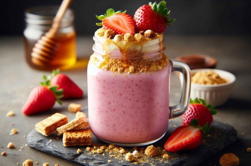 Strawberry Cheesecake Smoothie in a Jar: Sweet, Creamy, and High-Calorie