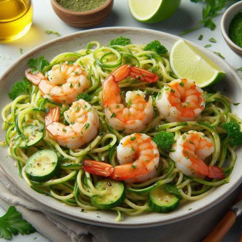 Spicy Garlic Butter Shrimp with Zoodles