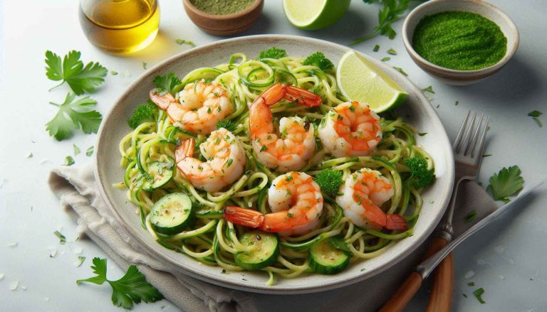 Plate the zoodles and top with the shrimp. Garnish with fresh parsley.