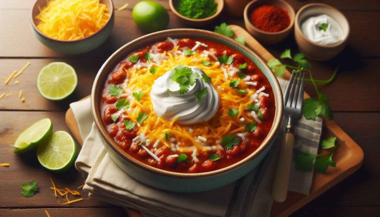 Serve hot, topped with shredded cheese, a dollop of sour cream, and fresh cilantro.