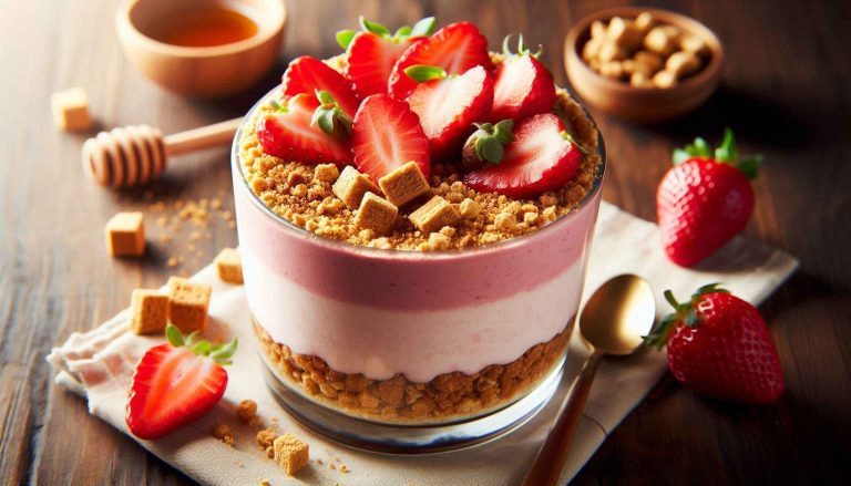 Top with crushed graham crackers, sliced strawberries, and a drizzle of honey for an extra cheesecake-like touch.