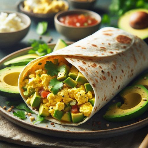 Breakfast Burrito Loaded with Eggs and Avocado!