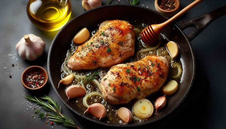 Remove the chicken from the pan and set aside. In the same pan, add the remaining olive oil and garlic, sautéing for 1 minute.