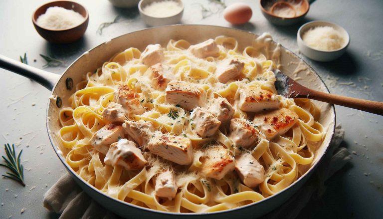 Stir in Parmesan cheese until melted and smooth. Toss in the cooked fettuccine and chicken, coating everything in the creamy sauce.