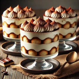 Layered Tiramisu Served in Glass Cups