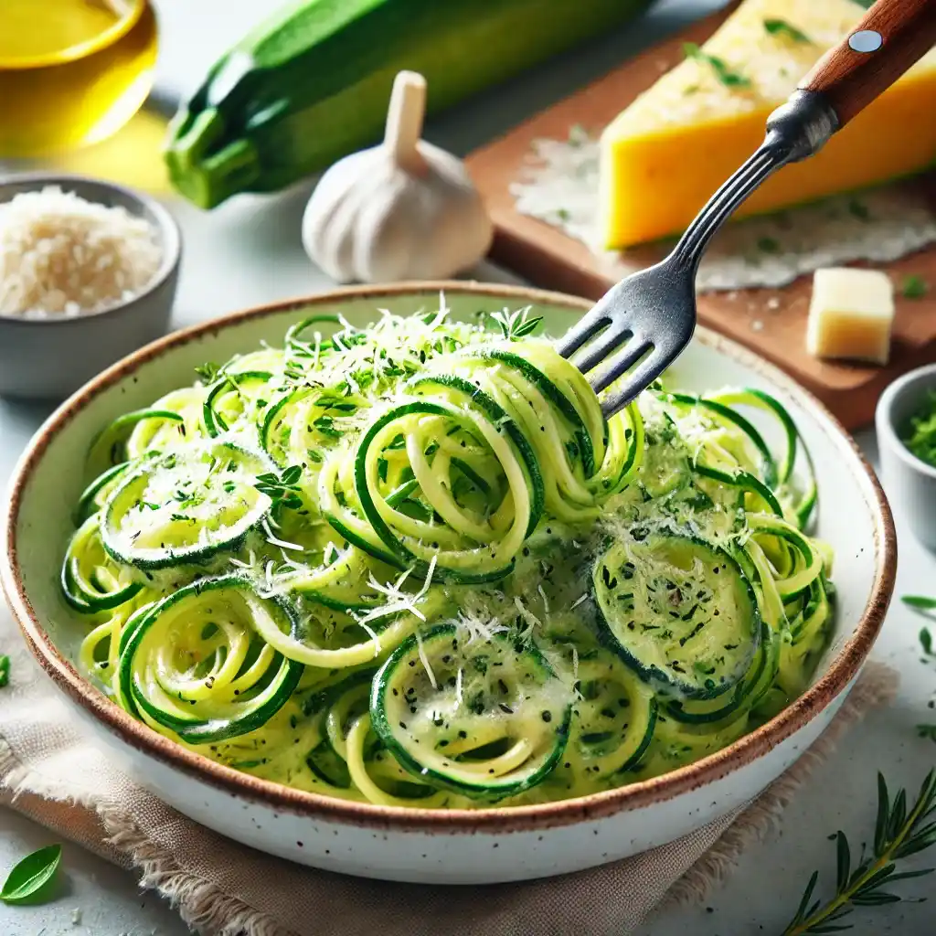 Zucchini Noodles in Creamy Garlic Sauce – Low-Carb Indulgence