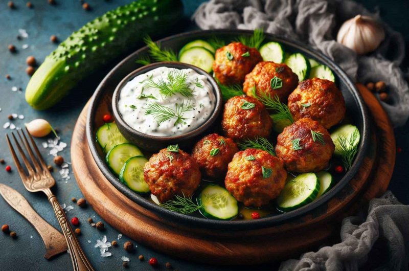 Flavor-Packed Greek Meatballs with Tzatziki