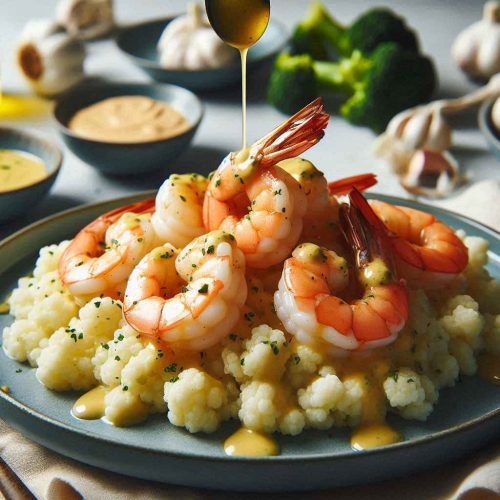 Garlic Butter Shrimp over Cauliflower Rice