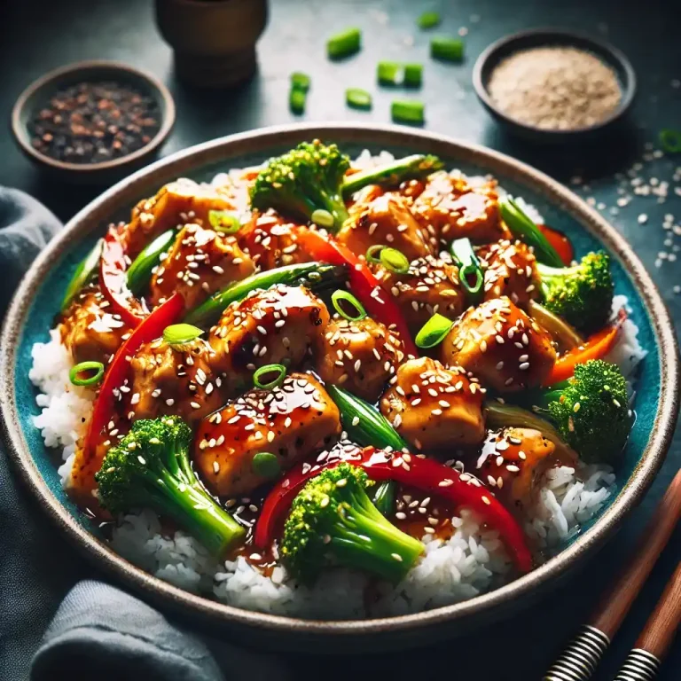 Garnish and serve Sprinkle sesame seeds and sliced green onions on top Serve hot over steamed rice or noodles