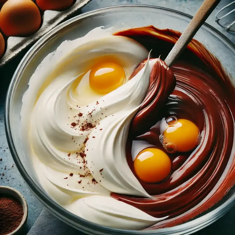 Gently fold the egg whites into the yolk mixture until combined