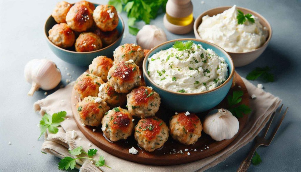 Greek Chicken Meatballs with Creamy Whipped Feta: A Mediterranean Classic