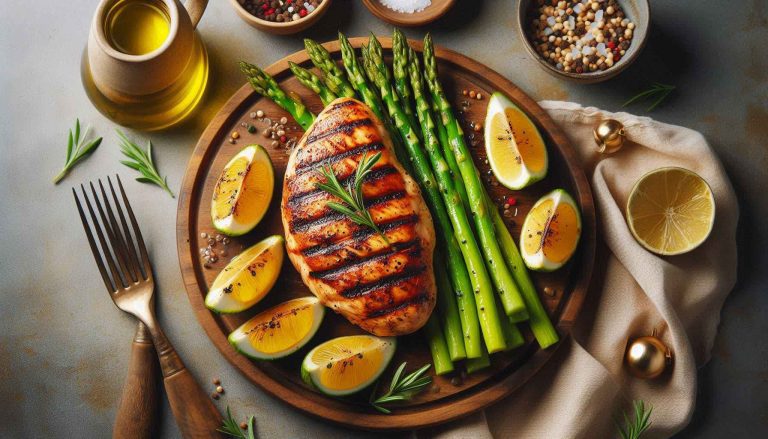 Grilled Lemon Chicken with Steamed Asparagus Recipe