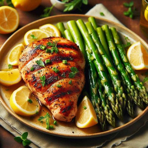 Grilled Lemon Chicken with Steamed Asparagus – Juicy & Nutritious