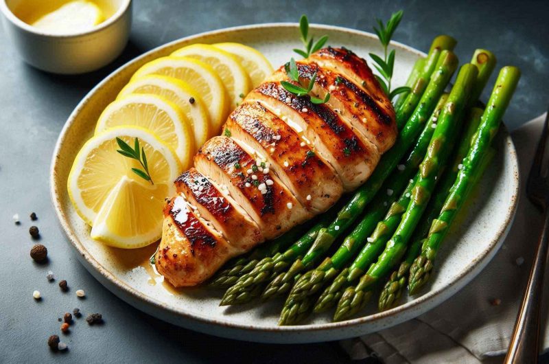 Grilled Lemon Chicken with Steamed Asparagus Recipe