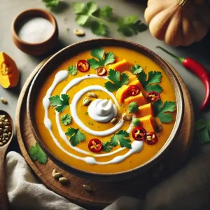 Creamy Vegan Pumpkin Soup with a Thai Twist