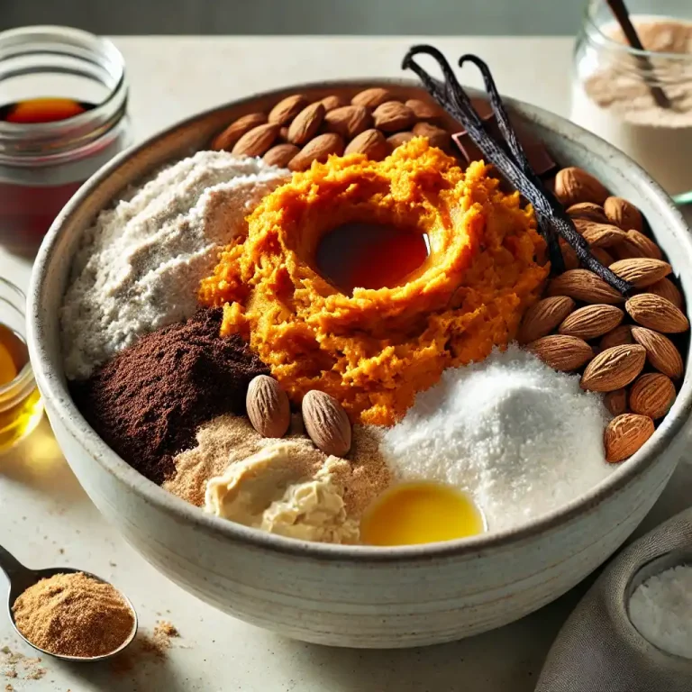 In a large bowl, combine the mashed sweet potato, almond butter, cocoa powder, maple syrup, vanilla, baking powder, and salt.