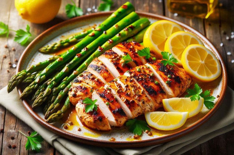 Lemon Herb Grilled Chicken with Asparagus