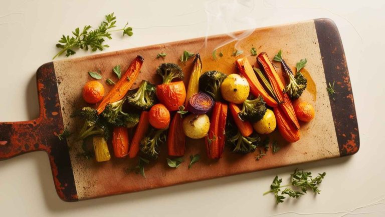 Roast for 20-25 minutes, stirring halfway through, until the veggies are tender and slightly crispy at the edges.