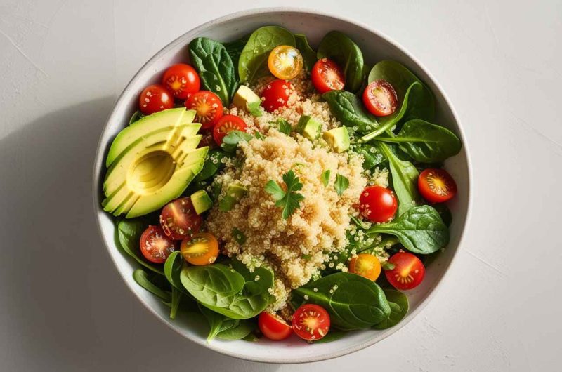 Quinoa Salad with Avocado and Spinach Recipe