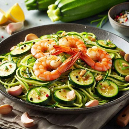 Low-Carb Zucchini Noodles with Garlic Shrimp Recipe