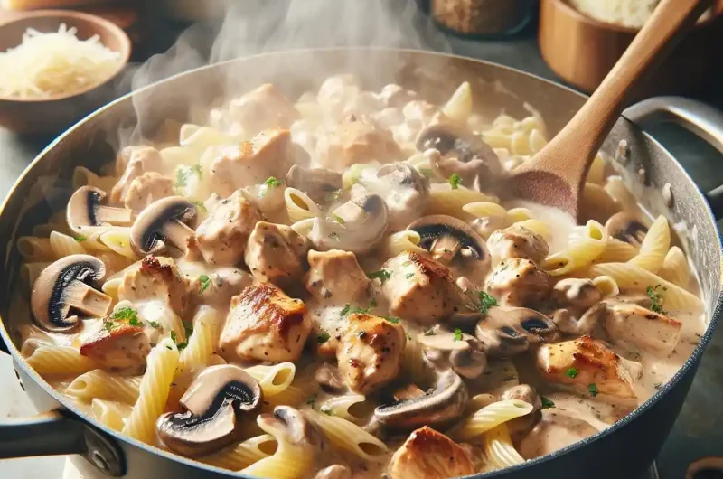 One-Pot Creamy Chicken and Mushroom Pasta