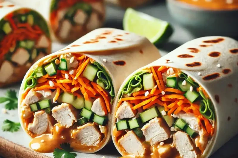 Spicy Thai Peanut Chicken Wraps - A Flavor Explosion