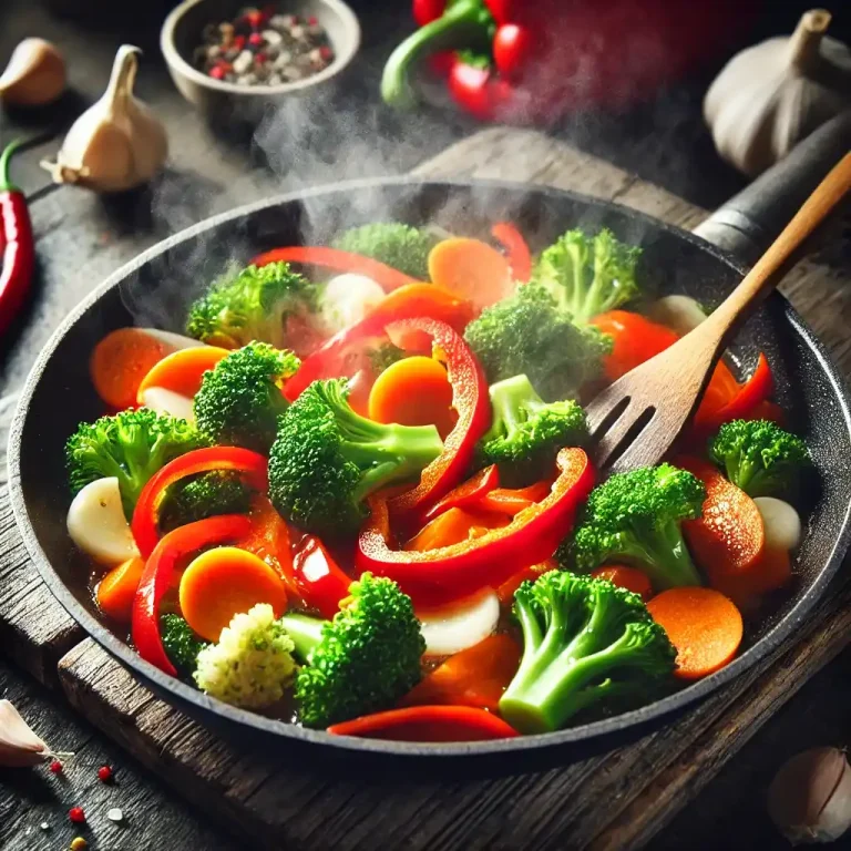 Sauté the vegetables Add the remaining oil garlic bell pepper broccoli and carrot to the skillet Stir fry for 3 4 minutes until the vegetables are tender crisp