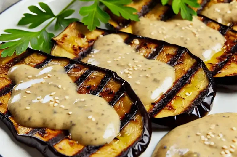 Smoky Grilled Eggplant with Lemon Tahini Drizzle