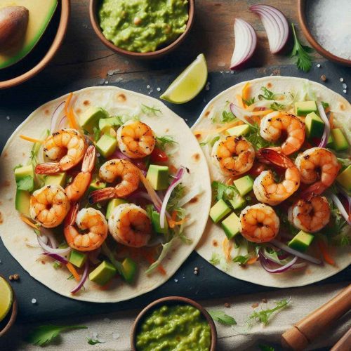 Spicy Grilled Shrimp Tacos with Avocado Slaw