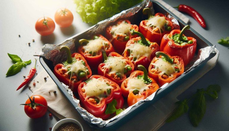 Spinach & Mushroom Stuffed Bell Peppers