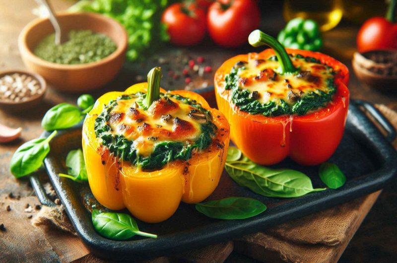 Spinach & Mushroom Stuffed Bell Peppers – Hearty & Healthy